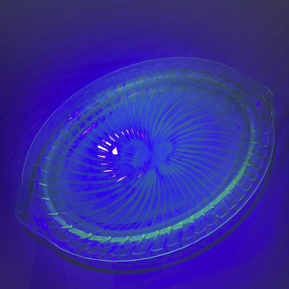 Uranium Glass Oval Platter Swirl Pattern